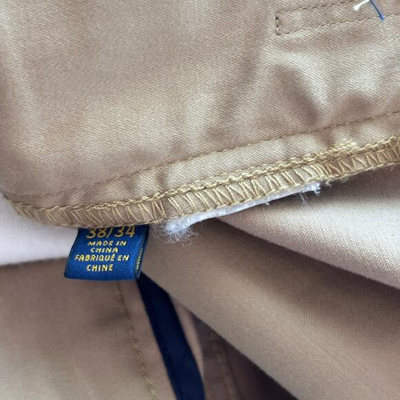 Polo Ralph Lauren Chino Pants 38x34 The Prospect Straight Flat Front Khaki Mens - Picture 10 of 12
